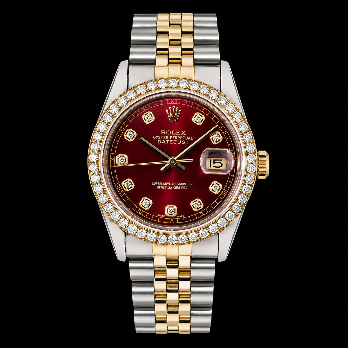 Rolex Datejust 16013 36mm Red Dial Dial Two Tone Watch