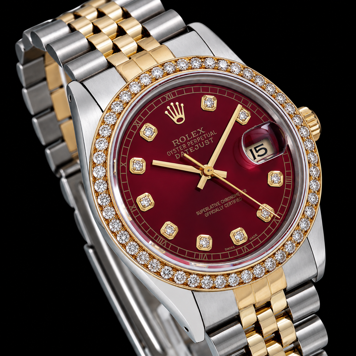 Rolex Datejust 16013 36mm Red Dial Dial Two Tone Watch