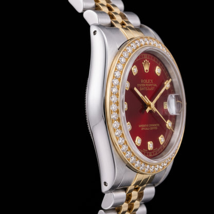Rolex Datejust 16013 36mm Red Dial Dial Two Tone Watch