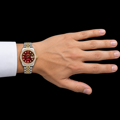 Rolex Datejust 16013 36mm Red Dial Dial Two Tone Watch