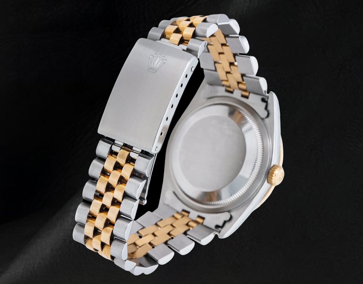 Rolex Datejust 16013 Black Arabic Diamond Dial 36mm Two Tone Watch
