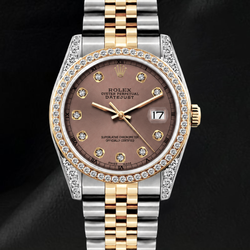Rolex Datejust 16013 Salmon Diamond Dial 36mm Two Tone Watch