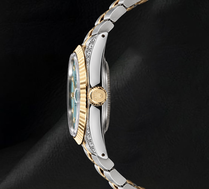 Rolex Datejust 16013 Turquoise Diamond Dial 36mm Two Tone Watch