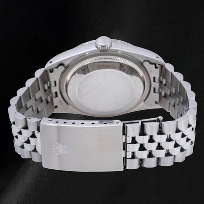 Rolex Datejust 16014 36mm Black Diamond Dial Stainless Steel Watch Jubilee Bracelet