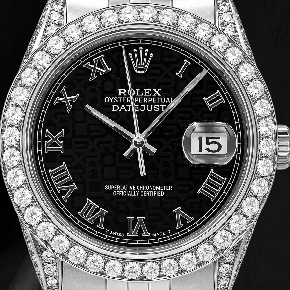 Rolex Datejust 16014 36mm Black Roman Dial Stainless Steel Watch