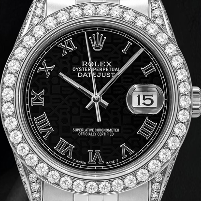 Rolex Datejust 16014 36mm Black Roman Dial Stainless Steel Watch