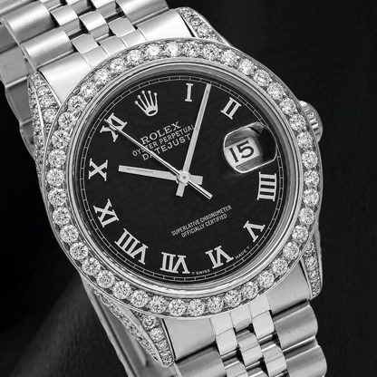Rolex Datejust 16014 36mm Black Roman Dial Stainless Steel Watch