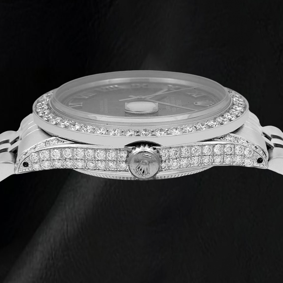 Rolex Datejust 16014 36mm Black Roman Dial Stainless Steel Watch