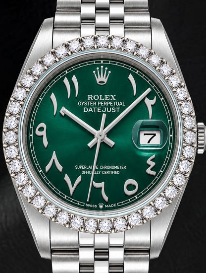 Rolex Datejust 16014 36mm Green Eastern Arabic Dial Stainless Steel Watch