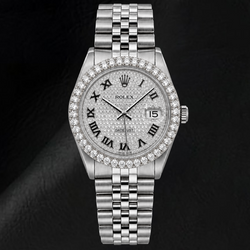 Rolex Datejust 16014 36mm Paved Diamond Roman Dial Stainless Steel