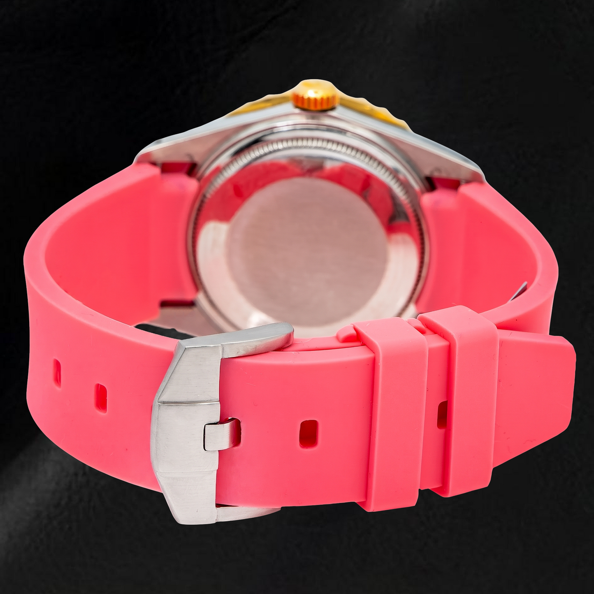 Rolex Datejust 16014 36mm Pink Diamond Dial Diamond Bezel Pink Rubber Strap Watch