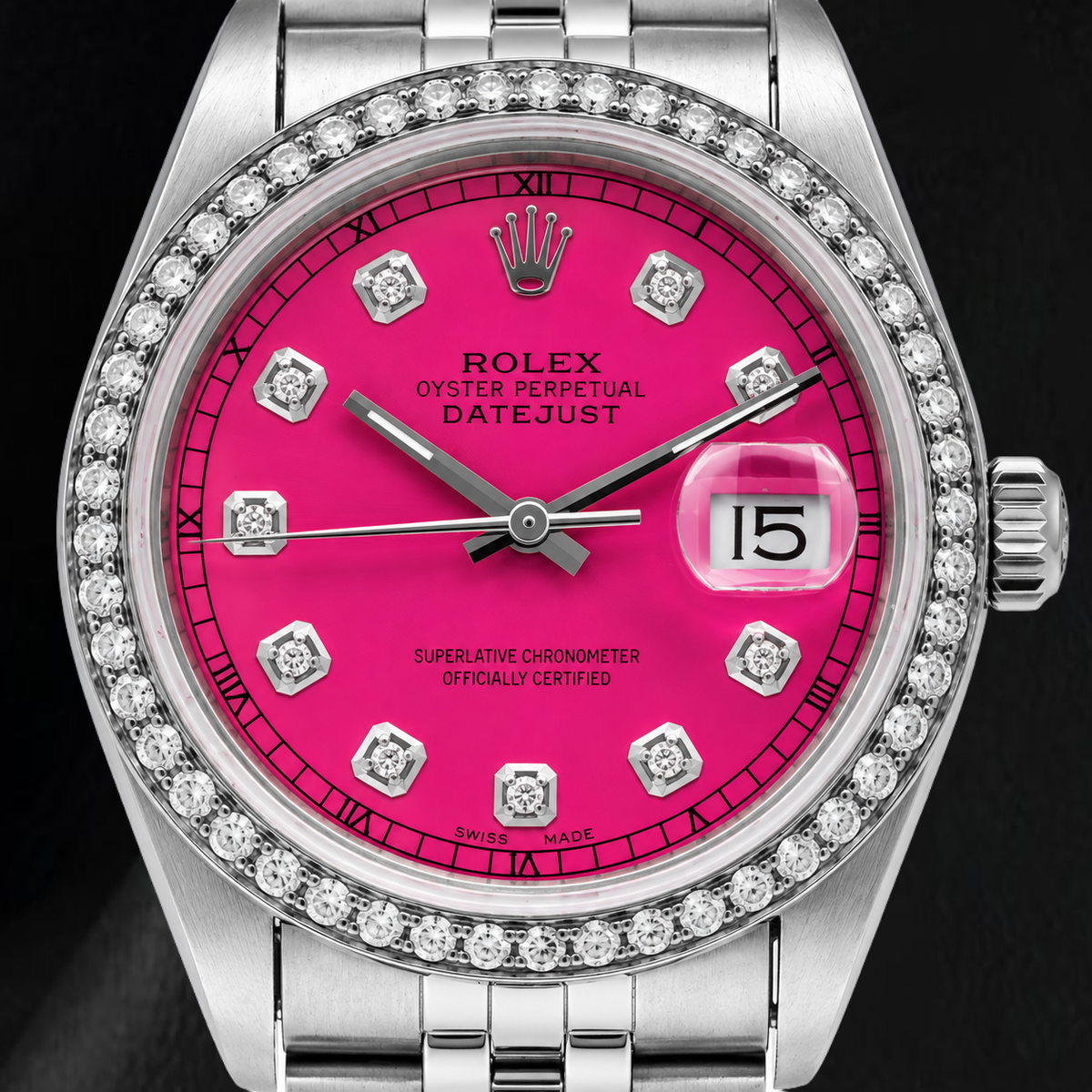 Rolex Datejust 16014 36mm Pink Diamond Dial Stainless Steel Watch