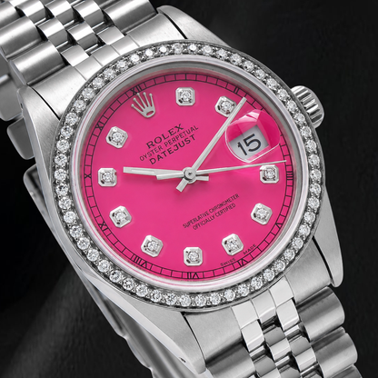 Rolex Datejust 16014 36mm Pink Diamond Dial Stainless Steel Watch