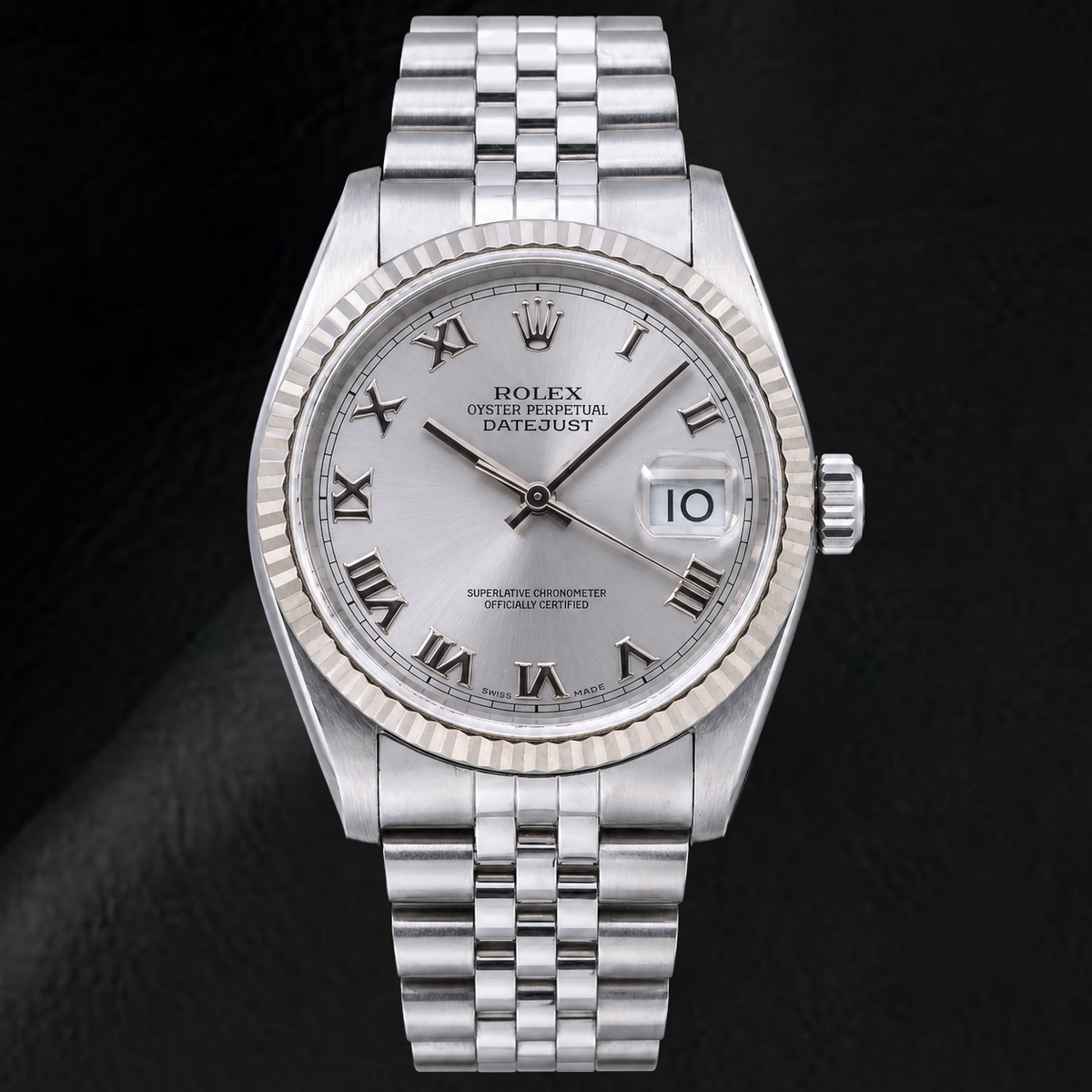 Rolex Datejust 16014 36mm Silver Roman Dial Stainless Steel Watch