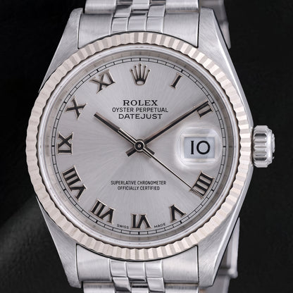 Rolex Datejust 16014 36mm Silver Roman Dial Stainless Steel Watch
