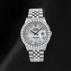 Rolex Datejust 16014 36mm White Mother of Pearl Diamond Dial Stainless Steel Watch