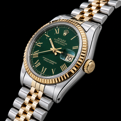 Rolex Datejust 1601 36MM Green Roman Dial Two Tone Watch