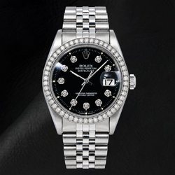 Rolex Datejust 1601 36mm Black Diamond Dial Stainless Steel Watch