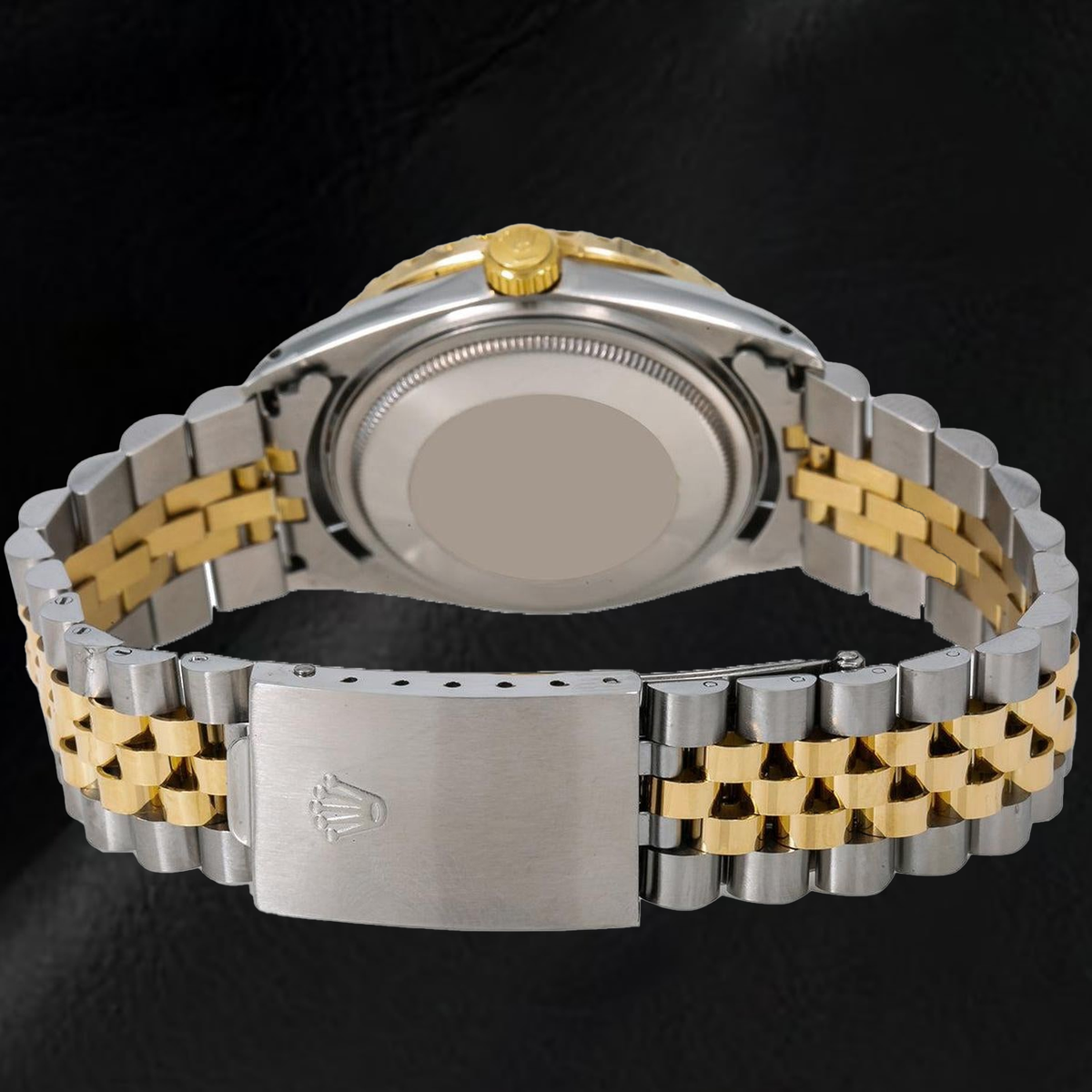 Rolex Datejust 1601 36mm Black Roman Diamond Dial Two Tone Watch