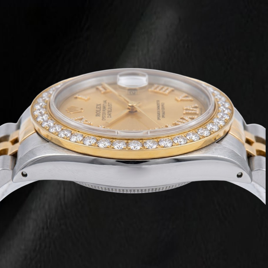 Rolex Datejust 1601 36mm Champagne Diamond Dial Two Tone Watch