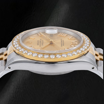 Rolex Datejust 1601 36mm Champagne Diamond Dial Two Tone Watch
