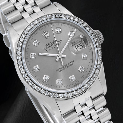 Rolex Datejust 1601 36mm Gray Diamond Dial Stainless Steel Watch