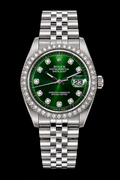 Rolex Datejust 1601 36mm Green Diamond Dial Stainless Steel Watch