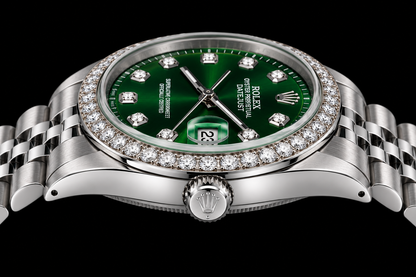 Rolex Datejust 1601 36mm Green Diamond Dial Stainless Steel Watch