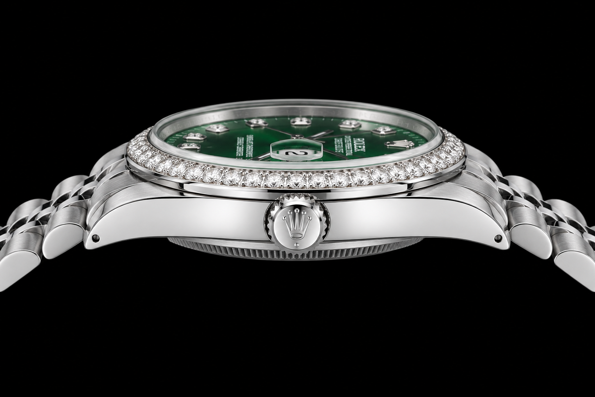 Rolex Datejust 1601 36mm Green Diamond Dial Stainless Steel Watch
