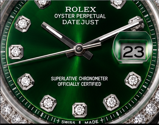 Rolex Datejust 1601 36mm Green Diamond Dial Stainless Steel Watch