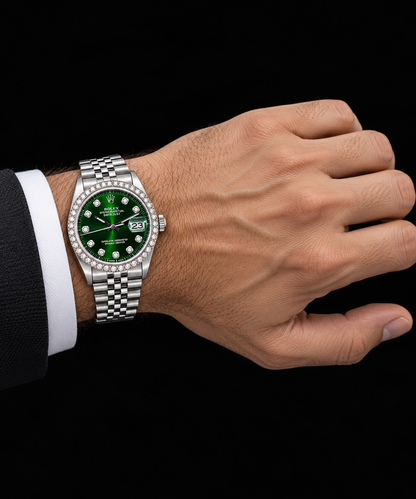 Rolex Datejust 1601 36mm Green Diamond Dial Stainless Steel Watch