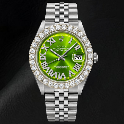 Rolex Datejust 1601 36mm Green Roman Diamond Dial Stainless Steel Watch