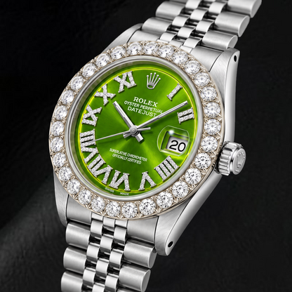 Rolex Datejust 1601 36mm Green Roman Diamond Dial Stainless Steel Watch