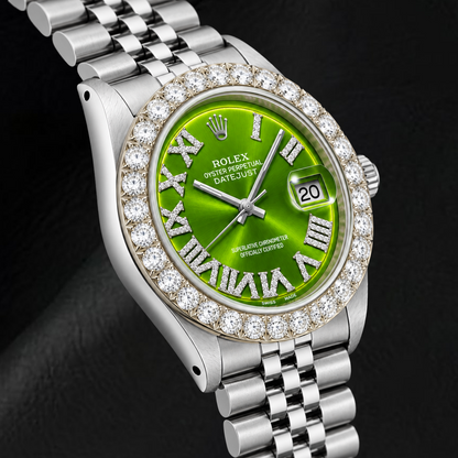 Rolex Datejust 1601 36mm Green Roman Diamond Dial Stainless Steel Watch