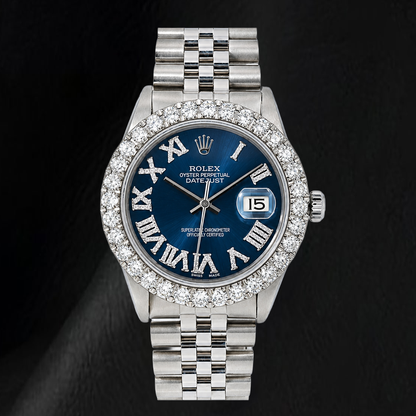 Rolex Datejust 16030 31mm Blue Roman Diamond Dial Stainless Steel Watch