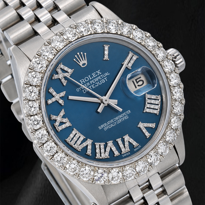 Rolex Datejust 16030 31mm Blue Roman Diamond Dial Stainless Steel Watch