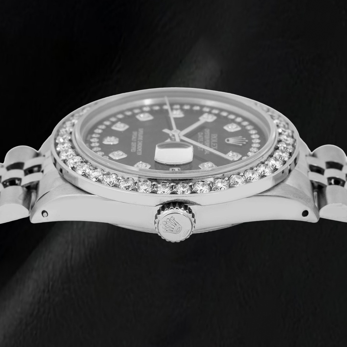 Rolex Datejust 16030 36mm Black String Diamond Dial Stainless Steel Watch