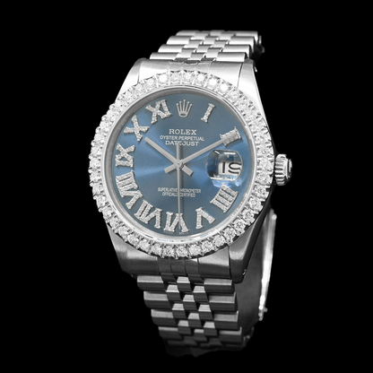 Rolex Datejust 16030 36mm Blue Roman Diamond Dial Stainless Steel Watch