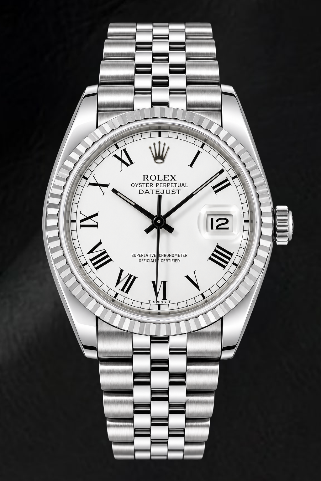 Rolex Datejust 1603 36mm White Roman Dial Stainless Steel Watch