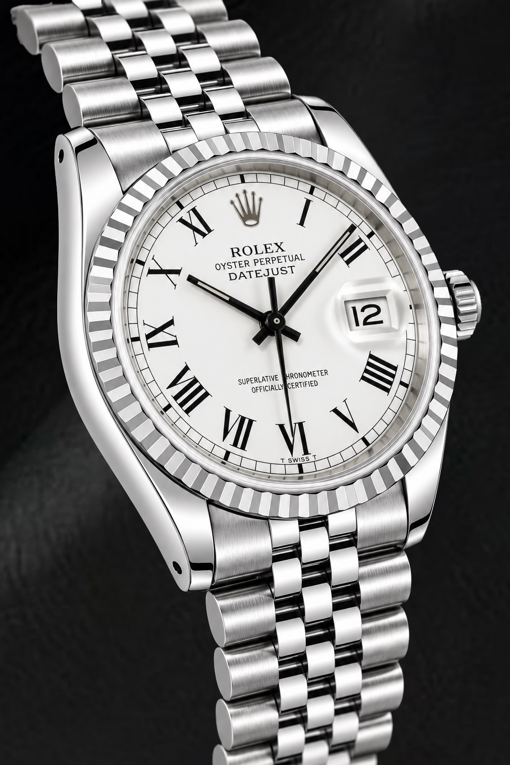 Rolex Datejust 1603 36mm White Roman Dial Stainless Steel Watch