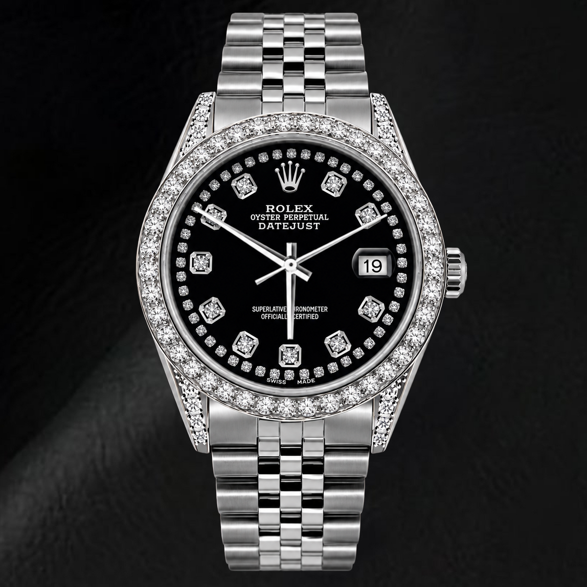 Rolex Datejust 16200 36mm Black Diamond Dial Stainless Steel Watch