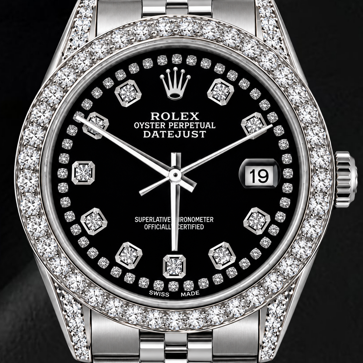 Rolex Datejust 16200 36mm Black Diamond Dial Stainless Steel Watch