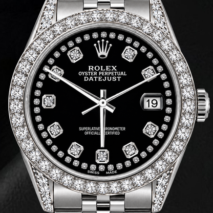 Rolex Datejust 16200 36mm Black Diamond Dial Stainless Steel Watch