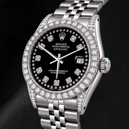 Rolex Datejust 16200 36mm Black Diamond Dial Stainless Steel Watch
