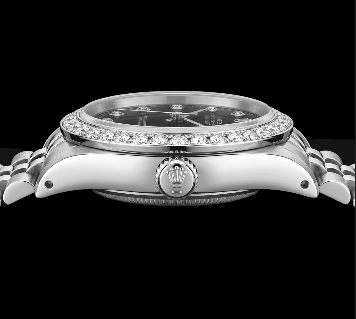 Rolex Datejust 16200 36mm Black Diamond Dial Stainless Steel Watch