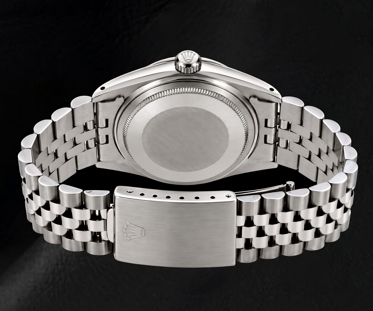 Rolex Datejust 16200 36mm Black Mother of Pearl Diamond Dial Stainless Steel Watch