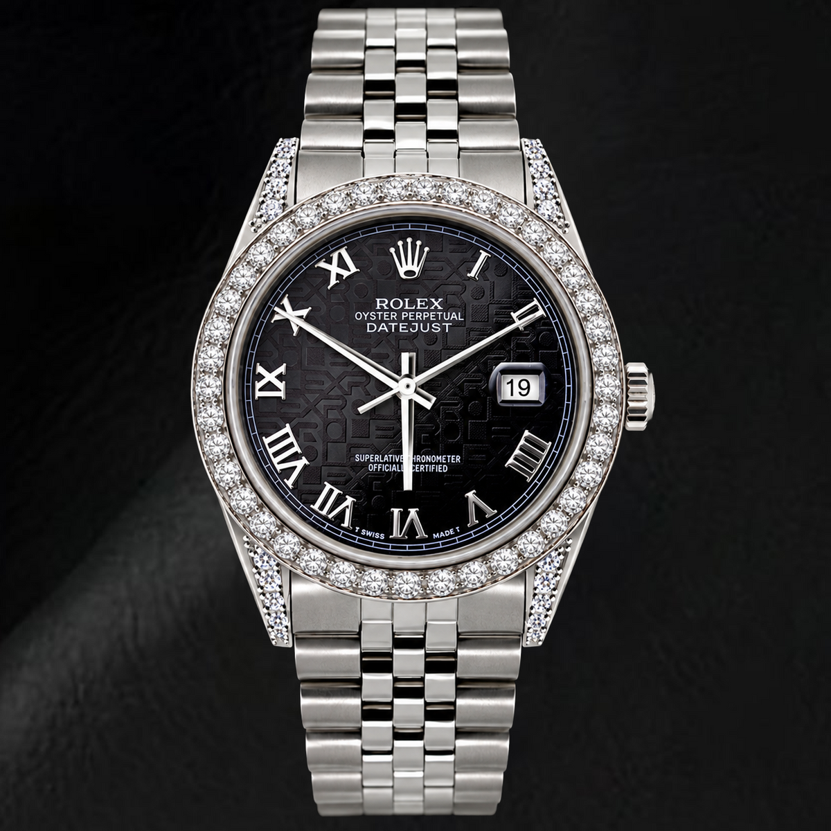 Rolex Datejust 16200 36mm Black Roman Jubilee Dial Stainless Steel Watch