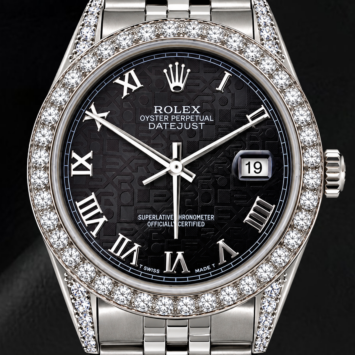 Rolex Datejust 16200 36mm Black Roman Jubilee Dial Stainless Steel Watch