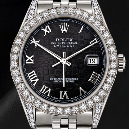 Rolex Datejust 16200 36mm Black Roman Jubilee Dial Stainless Steel Watch
