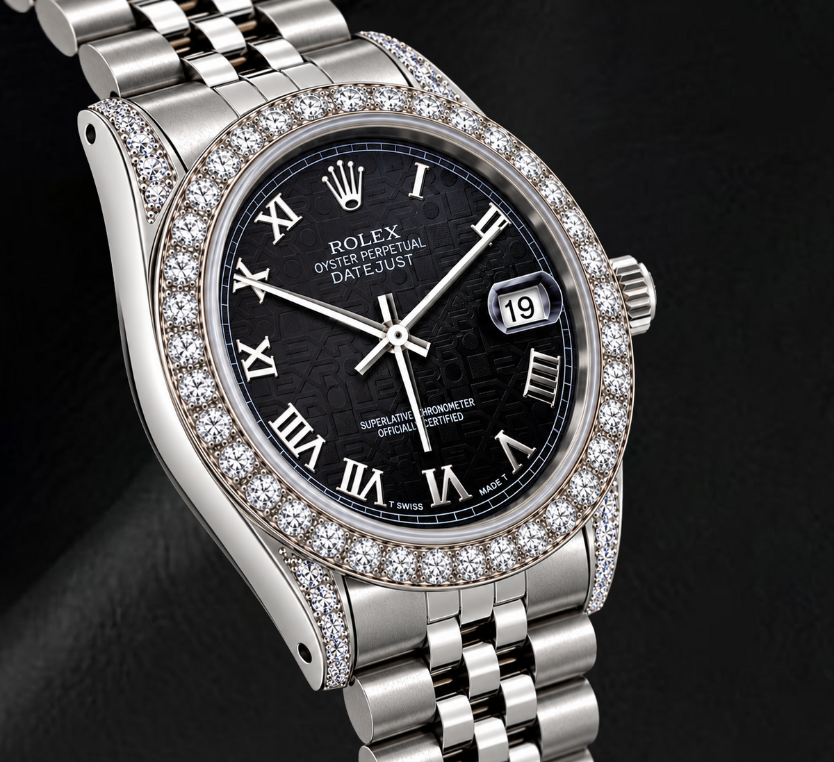 Rolex Datejust 16200 36mm Black Roman Jubilee Dial Stainless Steel Watch